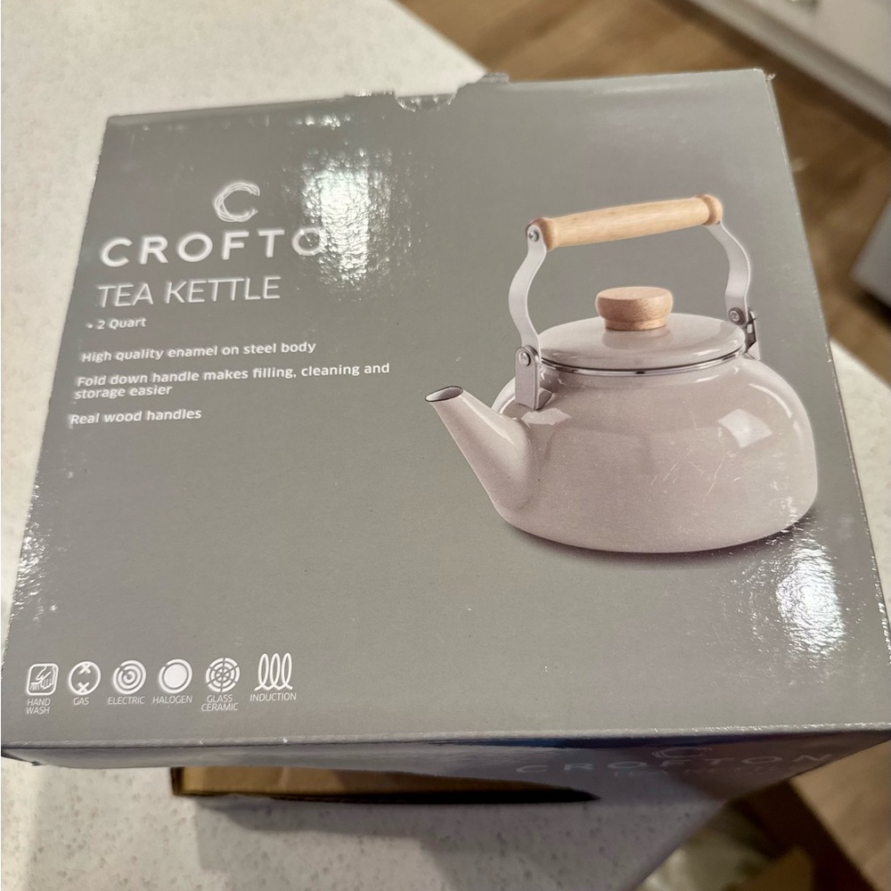 Crofton Gray Tea Kettle with Wood Handle